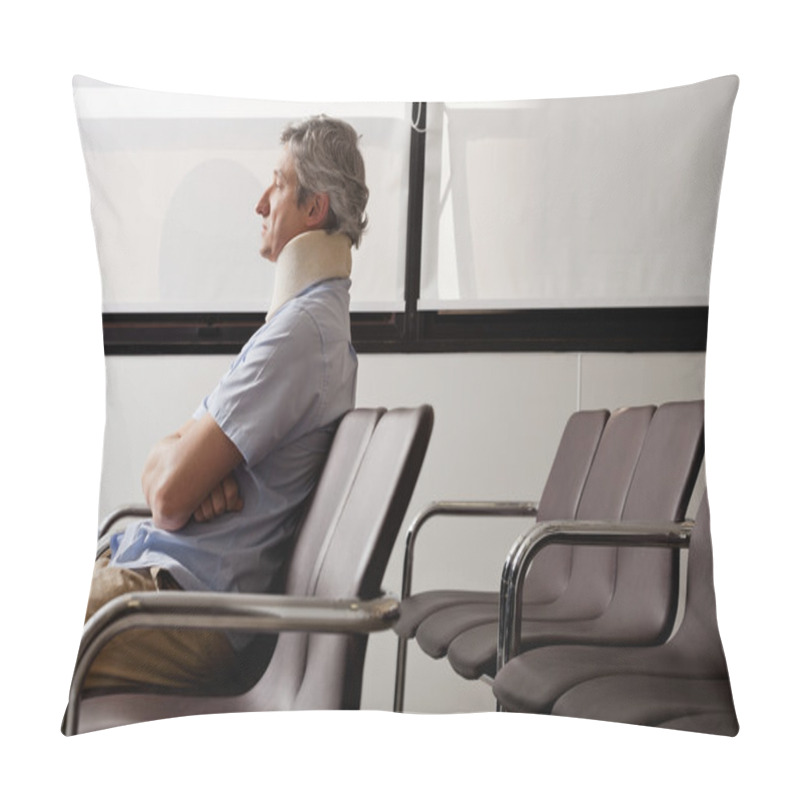 Personality  Man With Neck Injury Waiting In Lobby Pillow Covers