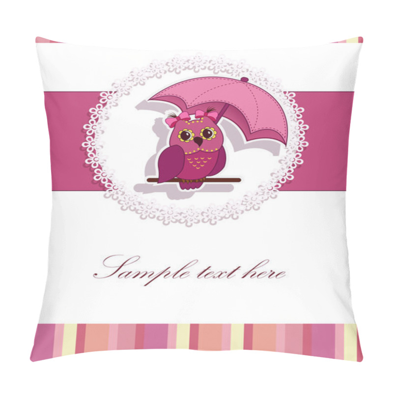 Personality  A Beautiful Card With The Owl And The Umbrella Pillow Covers