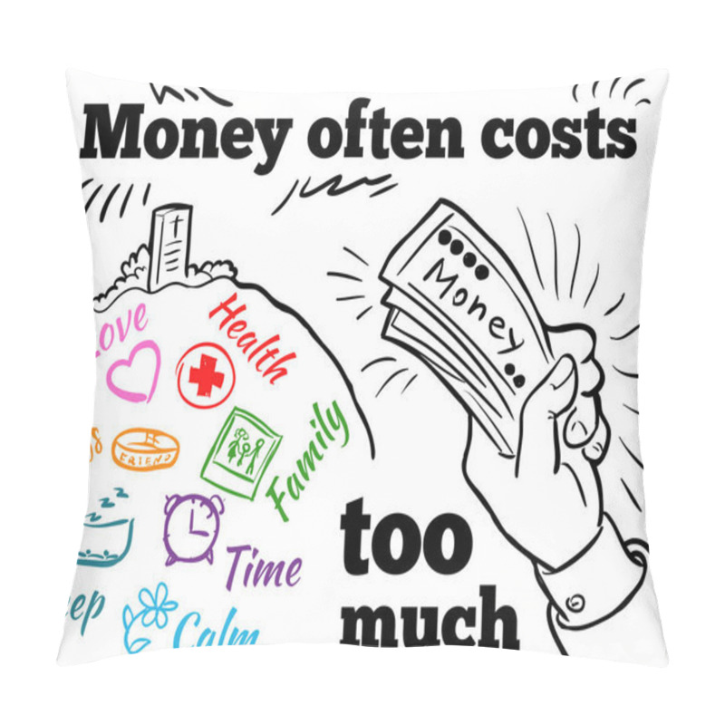 Personality  Vector Doodle Illustration Money Often Costs Too Much Pillow Covers