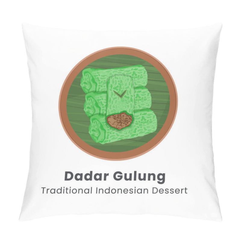 Personality  Hand Drawn Vector Illustration Of Dadar Gulung Or Rolled Indonesian Rice Cake With Coconut Made From Flour With Grated Coconut Mixed With Palm Sugar Pillow Covers