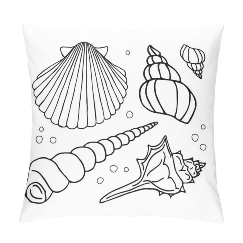 Personality  Vector Hand Drawn Set Of Different Shell On White Pillow Covers