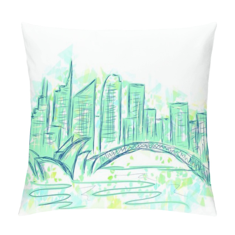 Personality  Sydney. Abstract Town Isolated On A Wite Background Pillow Covers