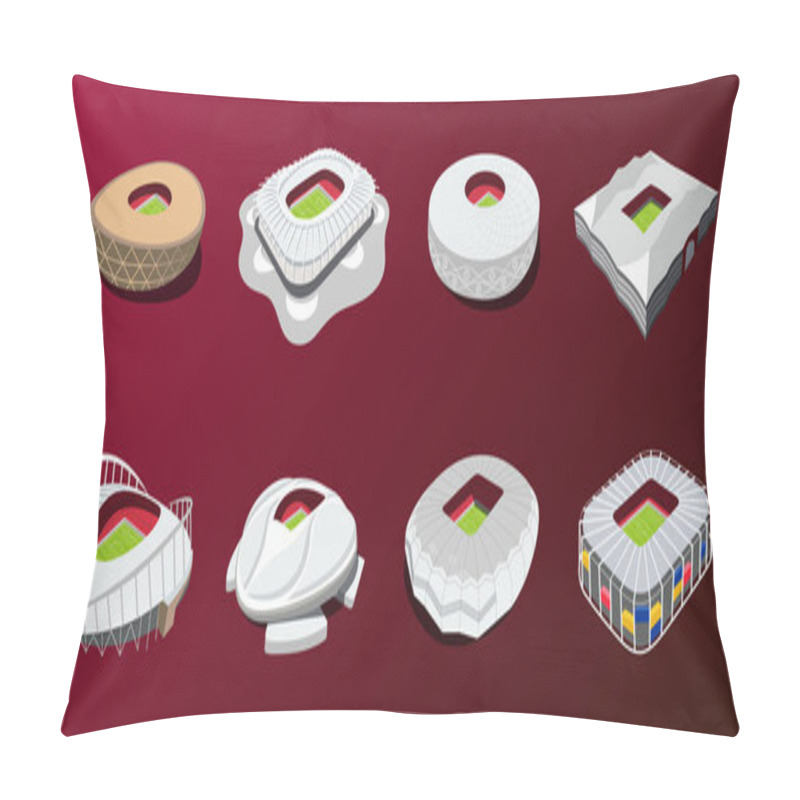 Personality  Qatar World Cup 2022 Stadium. Set For Football Arenas. Soccer Stadiums Buildings. World Cup. Pillow Covers