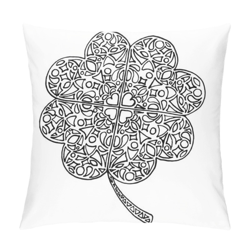 Personality  Doodle Zentangle Clover Shamrock Saint Patrick's Day Vector Isolated Pillow Covers