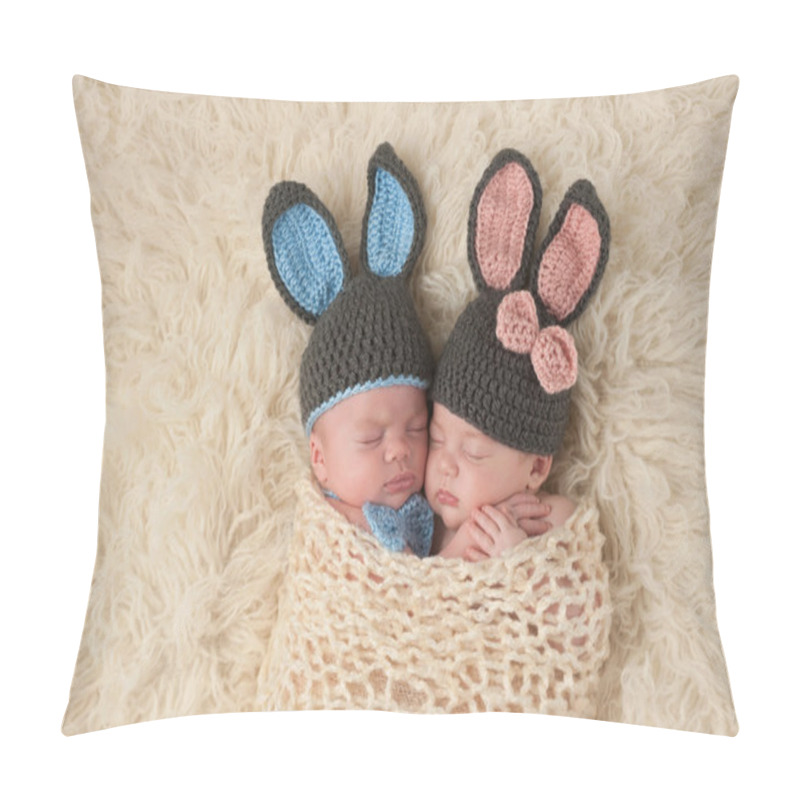 Personality  Twin Newborn Babies In Bunny Rabbit Costumes Pillow Covers