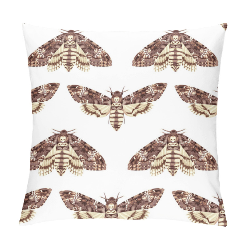 Personality  Seamless Pattern With Deaths Head Hawk Moth. Nocturnal Tropical Butterfly. Mystical Symbol. Stock Vector Illustration On A White Background. Pillow Covers