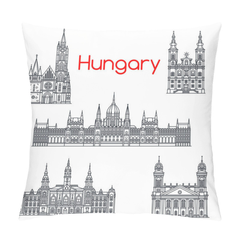 Personality  Architecture Of Hungary Buildings Vector Icons Pillow Covers