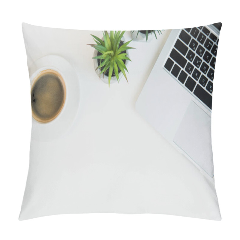 Personality  Laptop And Cup Of Coffee Pillow Covers