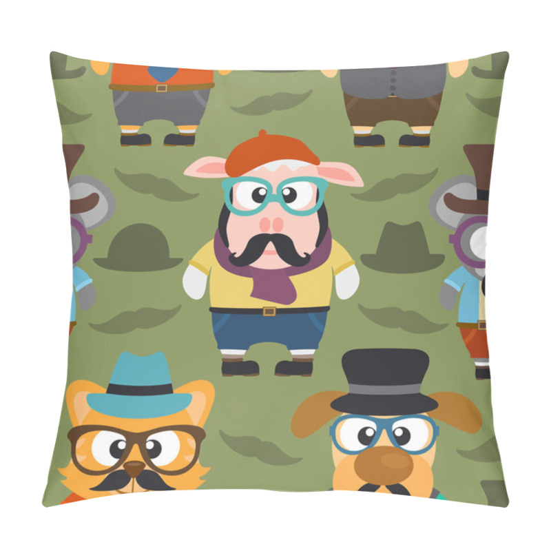 Personality  Funny Hipster Animals Seamless Card Pillow Covers