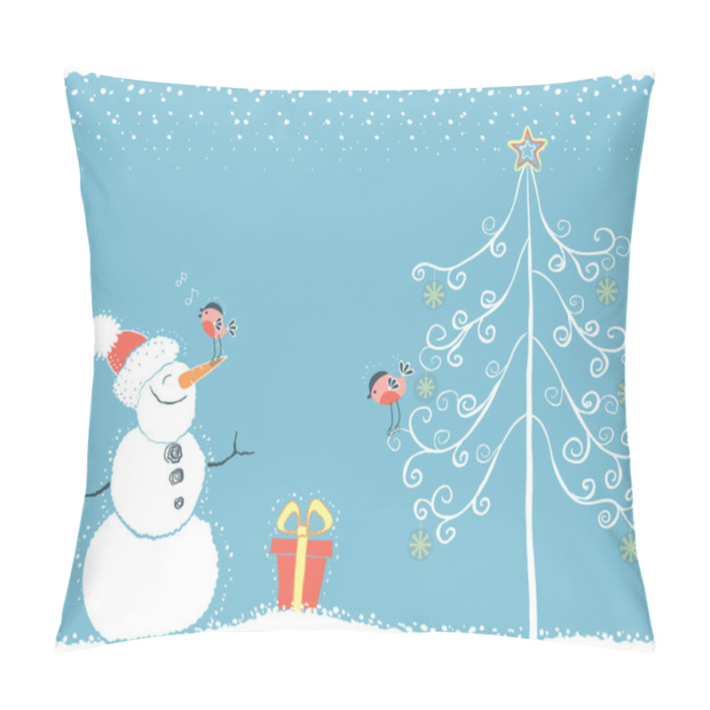 Personality  Christmas Winter Card With Snowman Pillow Covers