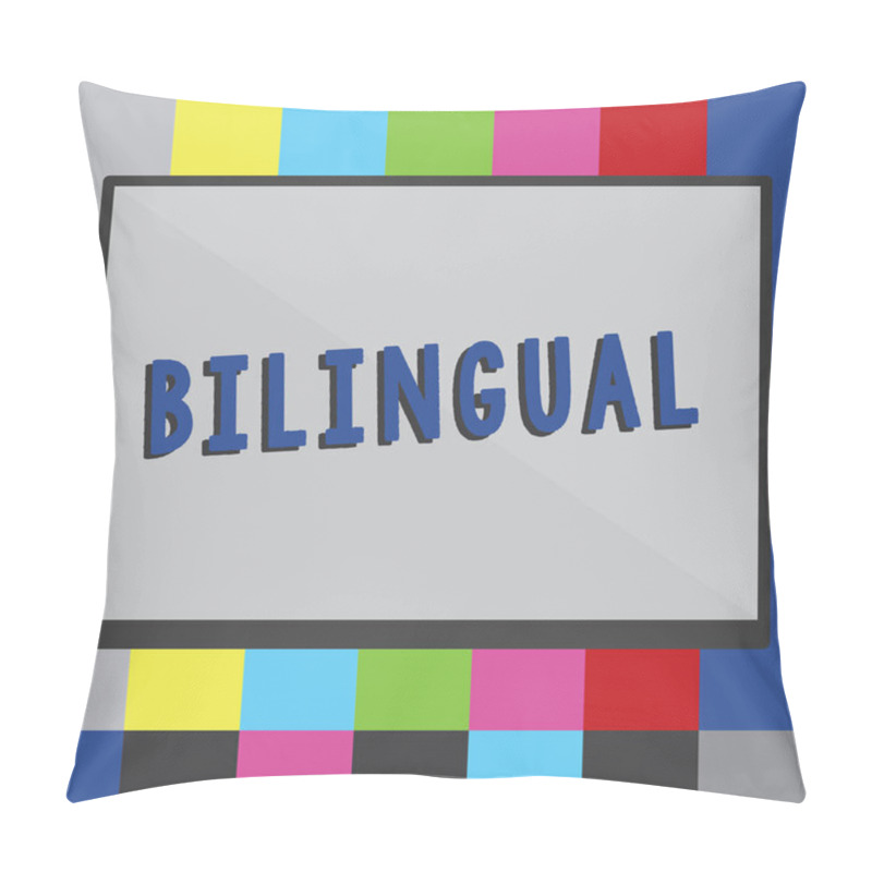 Personality  Word Writing Text Bilingual. Business Concept For Speaking Two Languages Fluently Or More Work As Translator Rectangular Shape Form In Half Diagonal Split Two Toned Shade With Border. Pillow Covers