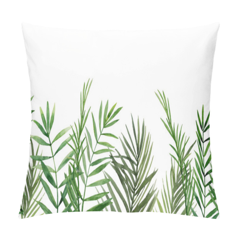 Personality  Green Palm Leaves Seamless Border Pillow Covers