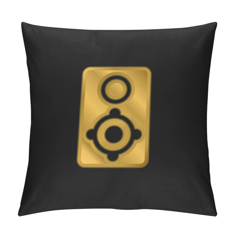 Personality  Big Speaker Gold Plated Metalic Icon Or Logo Vector Pillow Covers