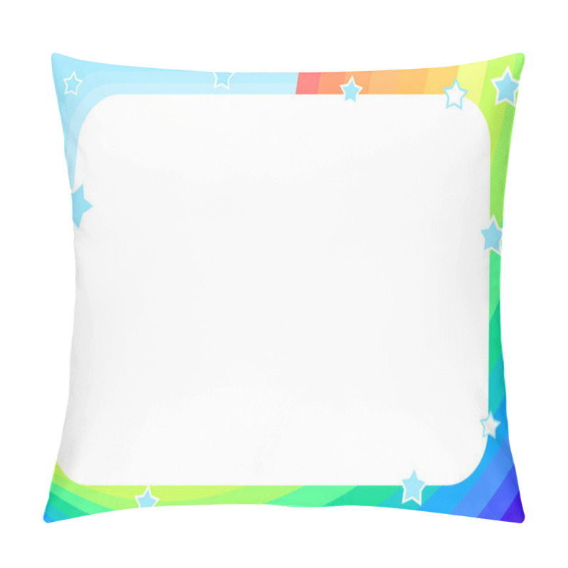 Personality  Frame With Rainbow, Sky And Stars In Cartoon Style (background For Children's Announcements, Photos, Diploma, Certificate, Coupon) Pillow Covers