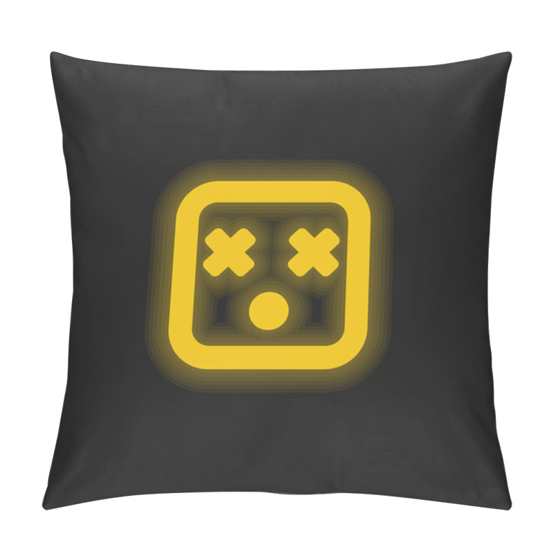 Personality  Blind Square Face Yellow Glowing Neon Icon Pillow Covers