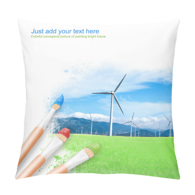 Personality  White Background With Three Paintbrushes Painting Beautiful Wind Pillow Covers