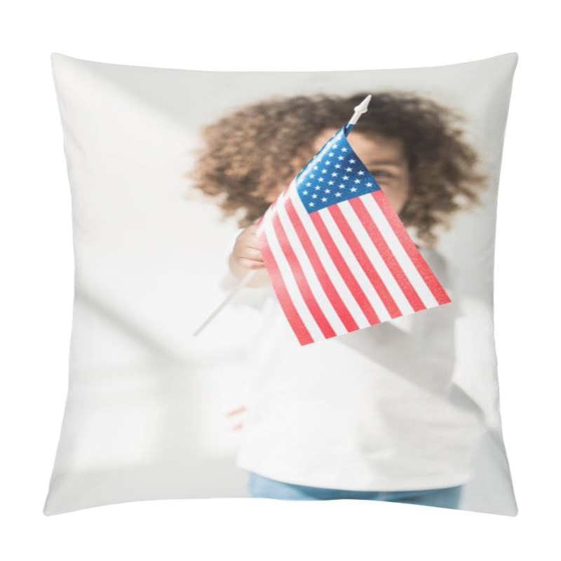 Personality  Baby Girl With American Flag Pillow Covers