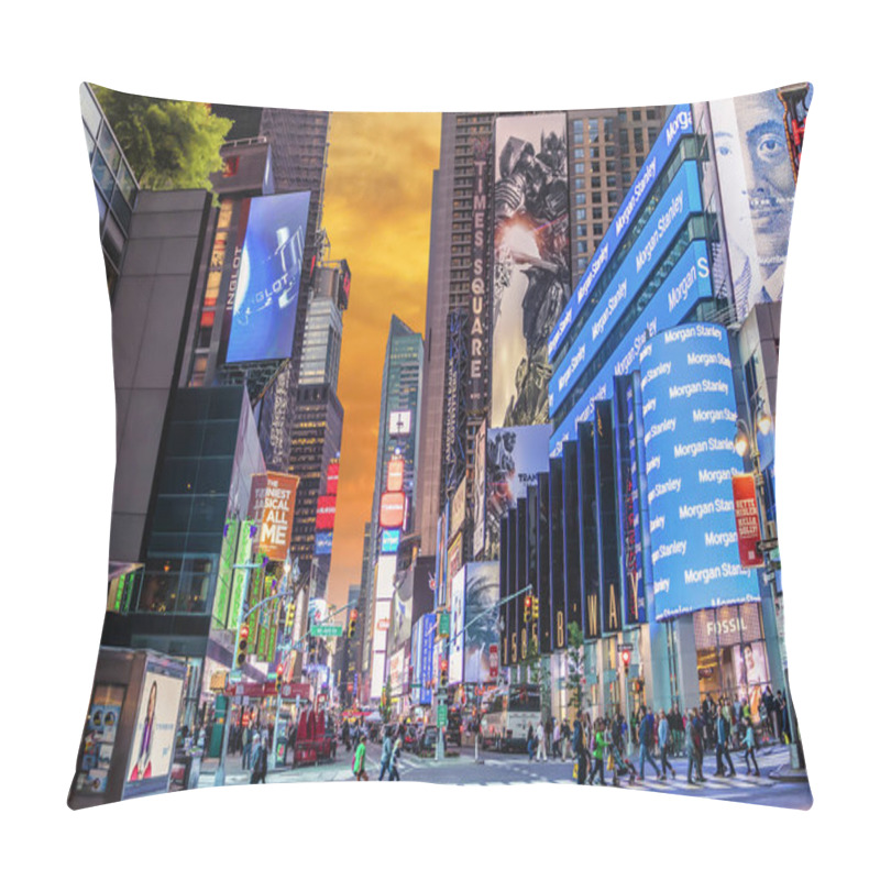 Personality   Advertisements In Times Square At Sunset Pillow Covers