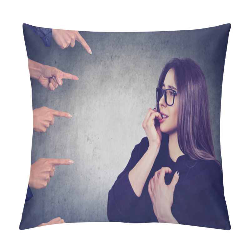 Personality  Anxious Woman Judged By Different People Pillow Covers