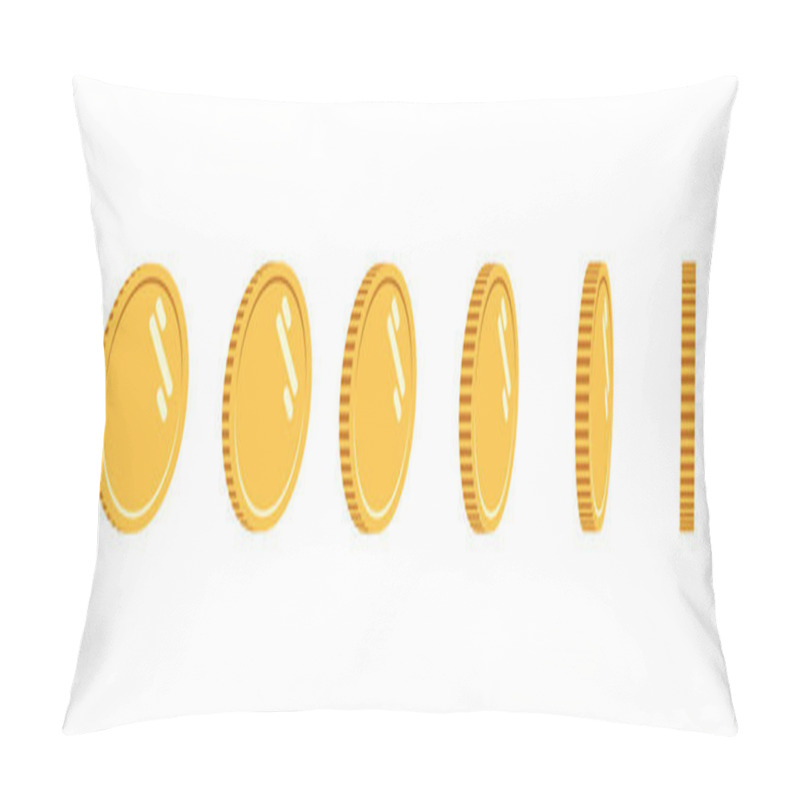 Personality  Coins Set Of Vector Sprites For Rotation Animation. Isolated Gold Coin. For Mobile, Desktop And Web Applications And Games. Digital Currency. Pillow Covers