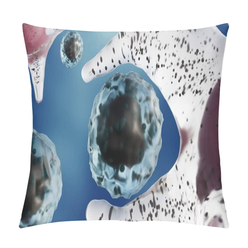 Personality  Phagocytosis Is A Cellular Process Where Specialized Cells Called Phagocytes Engulf And Digest Foreign Particles, Such As Bacteria, Viruses, And Cellular Debris; 3D Rendering. Pillow Covers