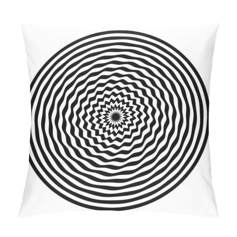 Personality  Abstract Circle Wavy Lines Pattern With Whirl Movement Illusion Effect. Abstract Op Art Design. Vector Illustration. Pillow Covers