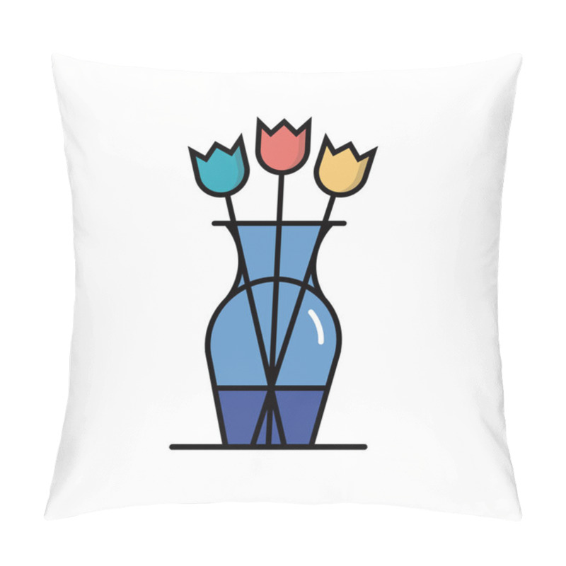 Personality  Tulip Flowers In Vase Pillow Covers