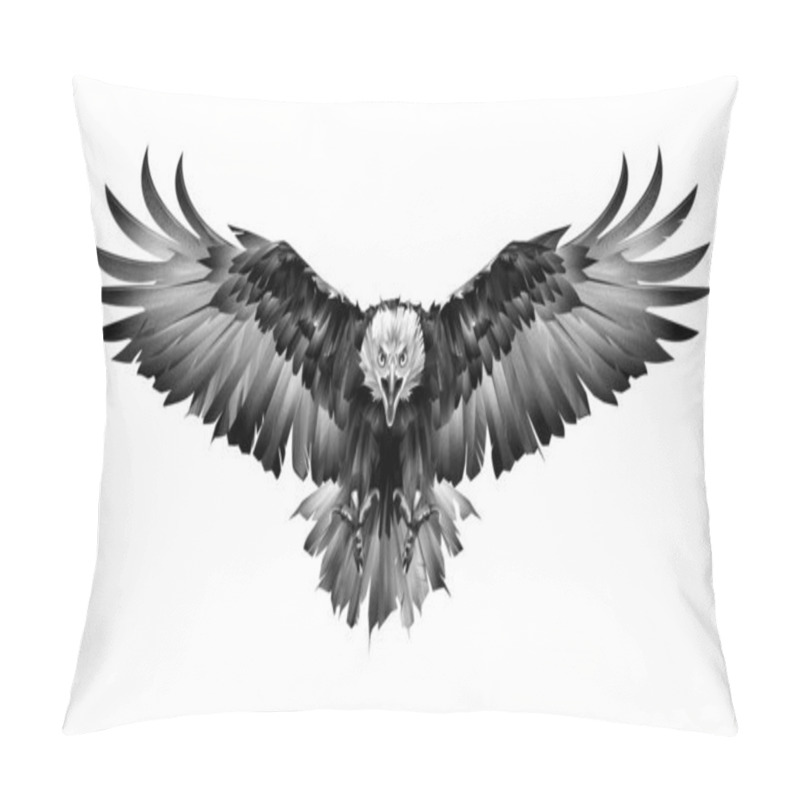 Personality  Art Graphics Bird Eagle Front View On White Background Pillow Covers