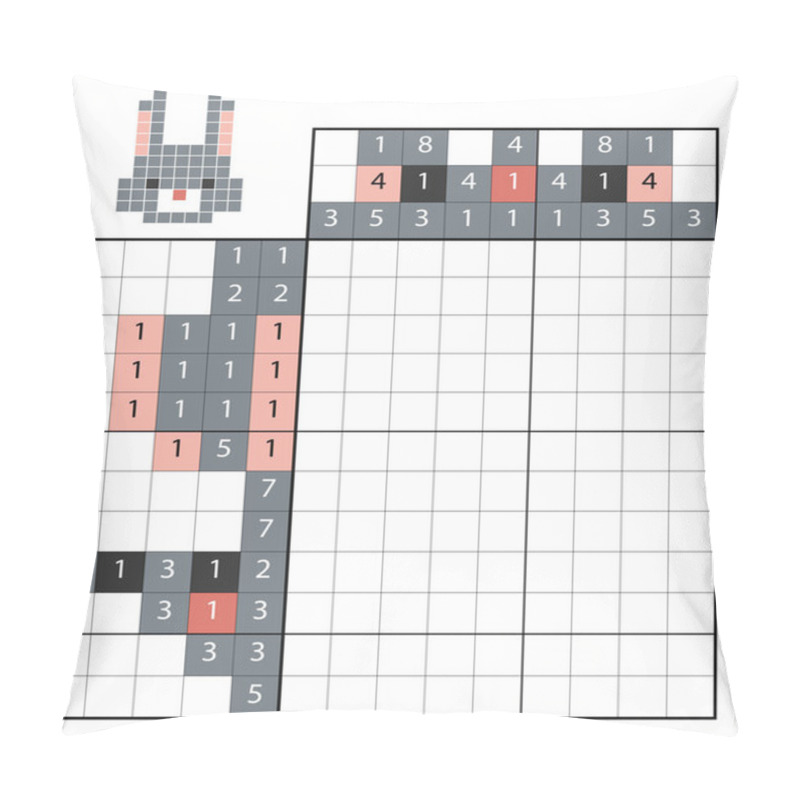 Personality  Paint By Number Puzzle (nonogram), Rabbit Pillow Covers