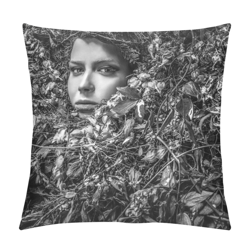 Personality  Fairy Tale Girl In Fantasy Stylization. Black-white Photo.  Pillow Covers