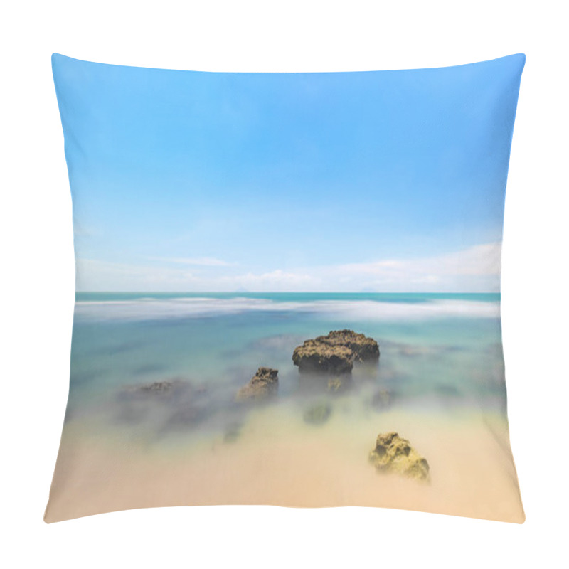 Personality  Smooth Ocean Waves Under A Vibrant Sky. Serene Ocean View With Gentle Waves. Pillow Covers