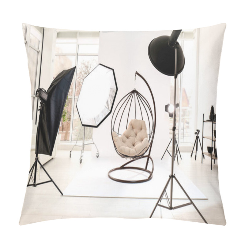 Personality  Hanging Chair In Photo Studio With Professional Equipment Pillow Covers