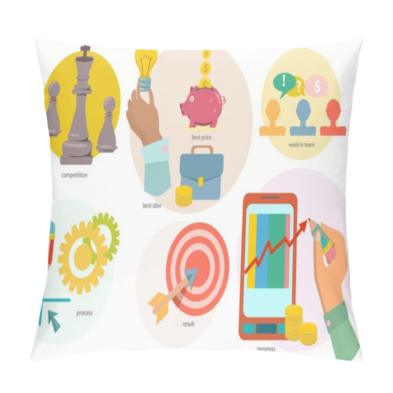 Personality  Set Of Flat Design Concept Icons Of Creation Process Pillow Covers