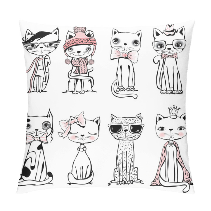 Personality  Poster With Stylish Cats Pillow Covers