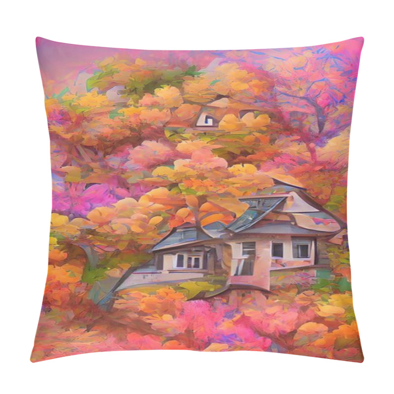 Personality  Home And Windows With Flowers In The Garden Pillow Covers