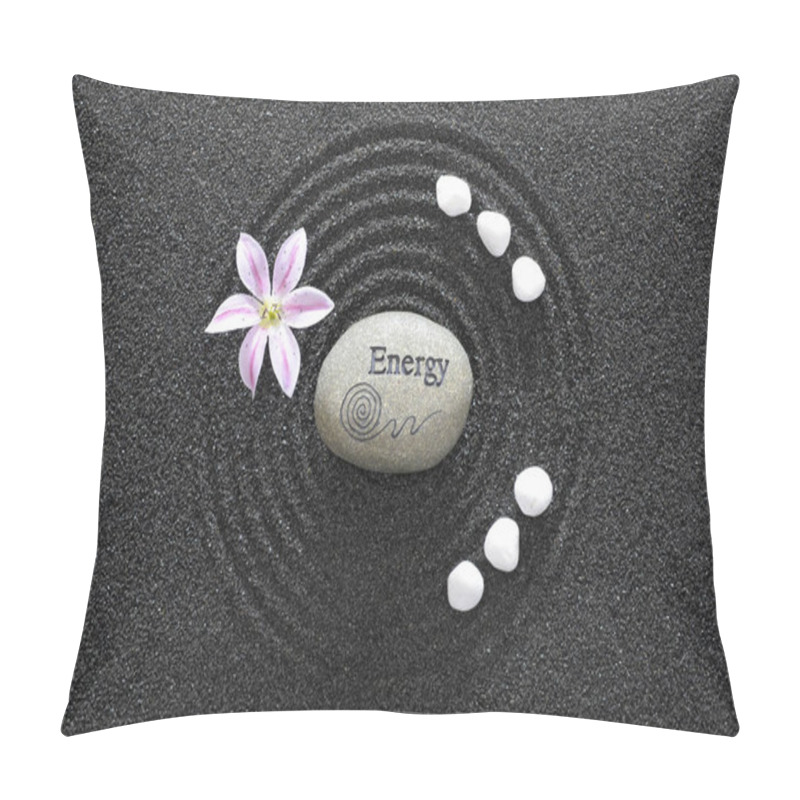 Personality  Japanese Zen Garden With Stone Of Energy In Textured Sand Pillow Covers