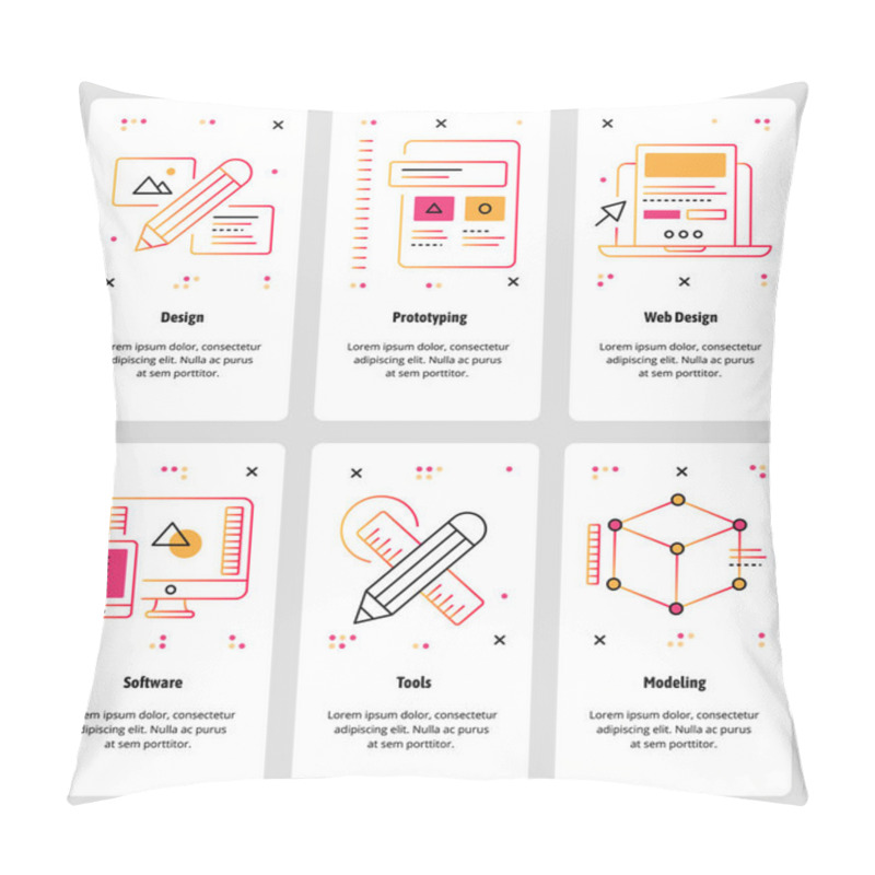 Personality  Vector Line Art Web And Mobile App Template Set Pillow Covers