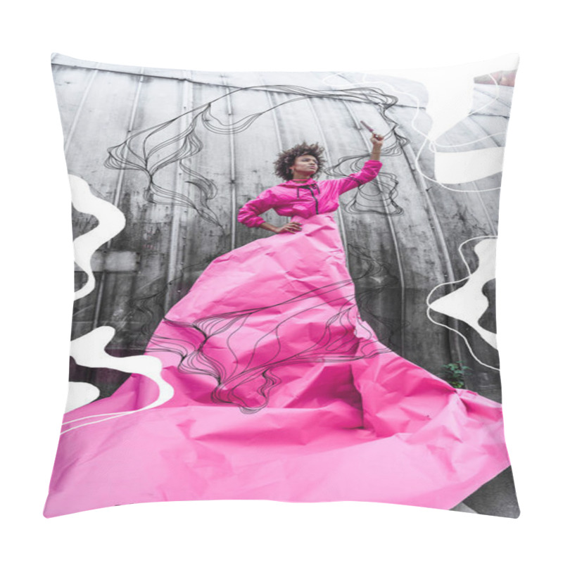 Personality  Model With Popsicle Posing For Fashion Shoot Pillow Covers