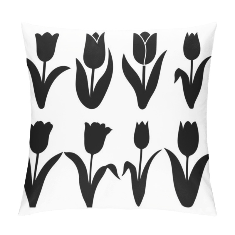 Personality  Tulip Flower Silhouette Icon Vector Illustration On White Background  Pillow Covers