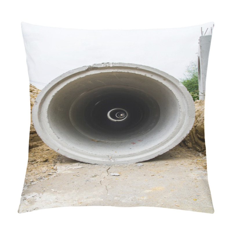 Personality  Concrete Drainage Pipe On A Construction Site In Thailand Pillow Covers