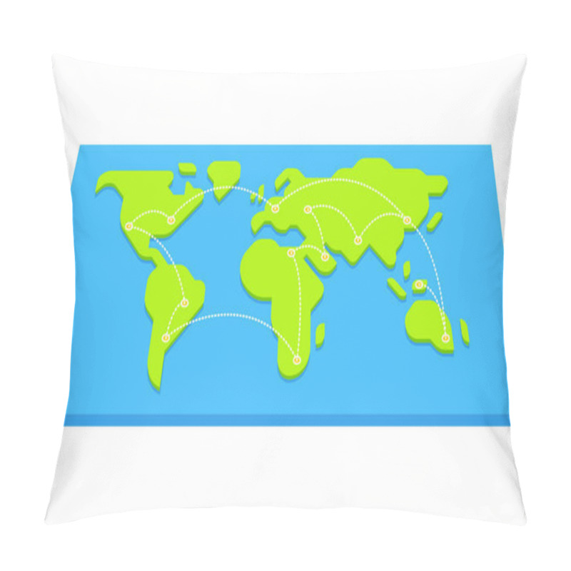 Personality  World Map With Flight Routes Pillow Covers