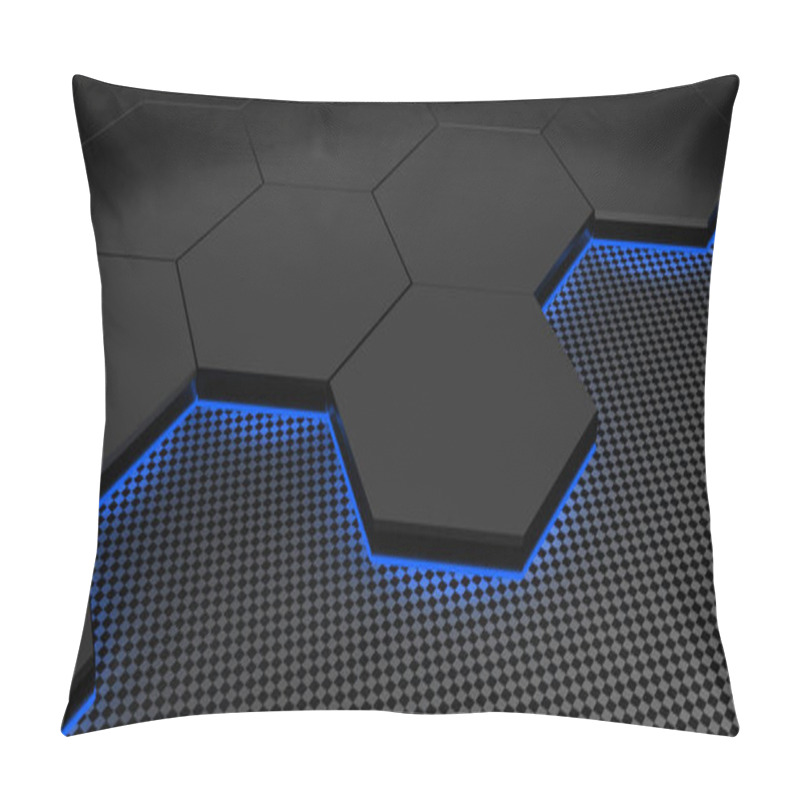 Personality  3d Illustration Of Modern Honeycomb Background Aluminium And Carbon Fiber Pattern  Pillow Covers