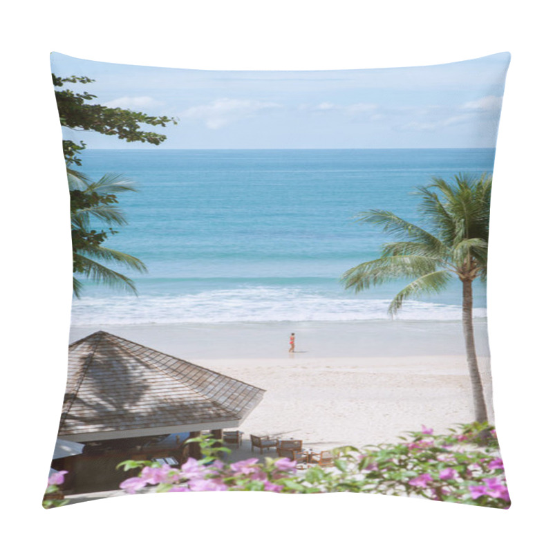 Personality  View Of Nice Tropical Beach With Some Palms Pillow Covers