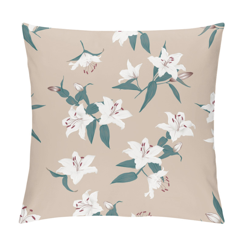 Personality  Lilies Almond Seamless Background Pillow Covers