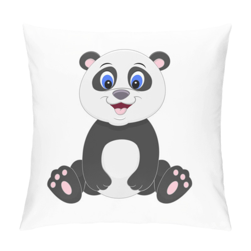 Personality  Cute Cartoon Panda. Vector Illustration Isolated On White Backgr Pillow Covers