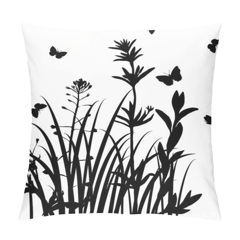 Personality  Vector Silhouettes Of Wild Herbs And Flowers Pillow Covers