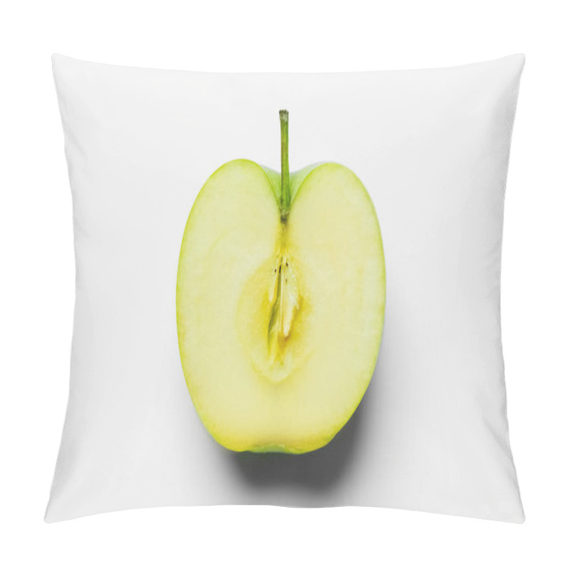 Personality  Top View Of Organic Green Apple On White Background Pillow Covers