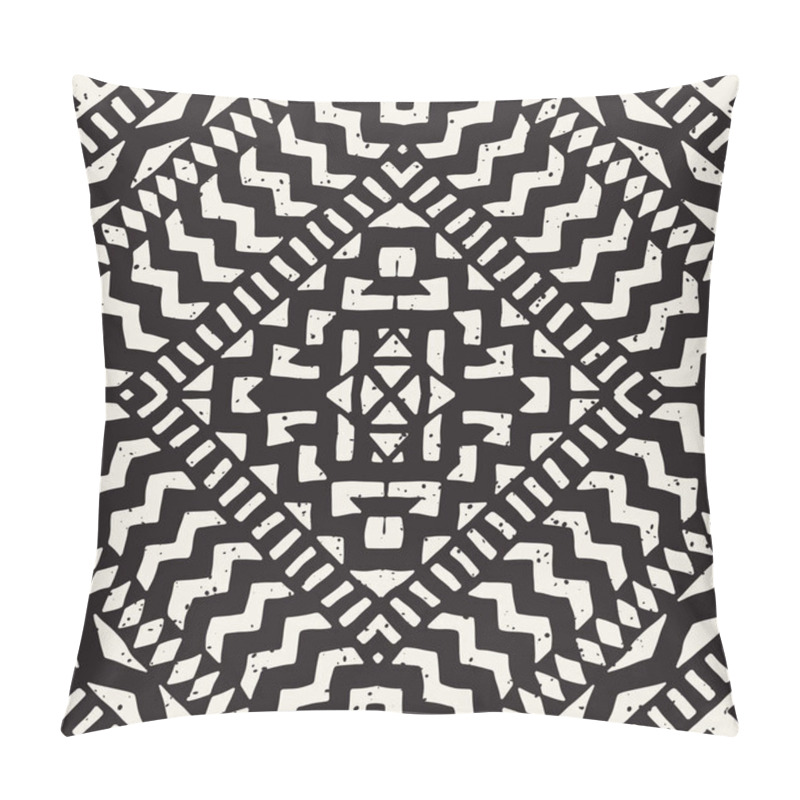 Personality  Seamless Ethnic And Tribal Pattern. Hand Drawn Ornamental Stripes. Black And White Print For Your Textiles. Vector Background. Pillow Covers