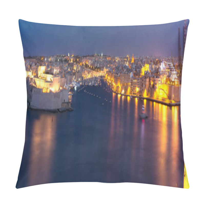 Personality  Three Cities As Seen From Valletta At Night, Malta Pillow Covers