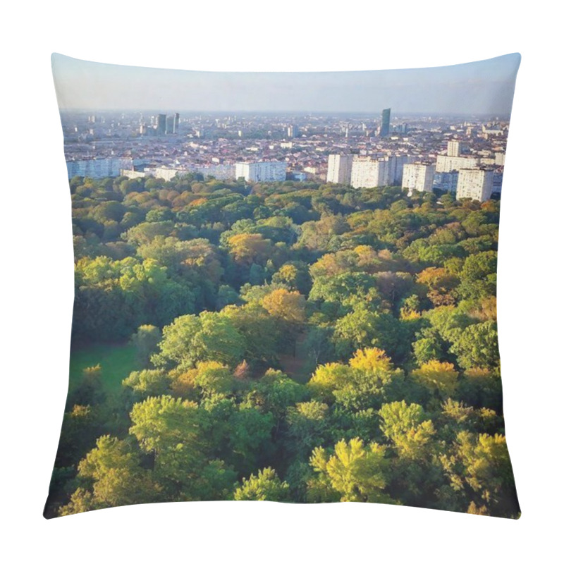 Personality  Dense Forest Overtaking A City, With Trees Growing Through Skyscrapers. Pillow Covers